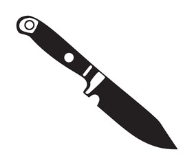 Knife isolated on white background, Knife silhouette, Realistic kitchen knife vector icon