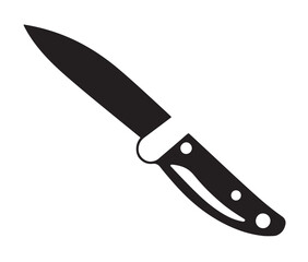 Knife isolated on white background, Knife silhouette, Realistic kitchen knife vector icon