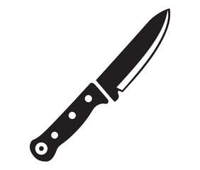 Knife isolated on white background, Knife silhouette, Realistic kitchen knife vector icon
