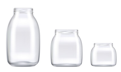 Glass jars. Vector clipart isolated on white background.