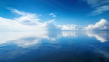 Peaceful blue sky reflected in water