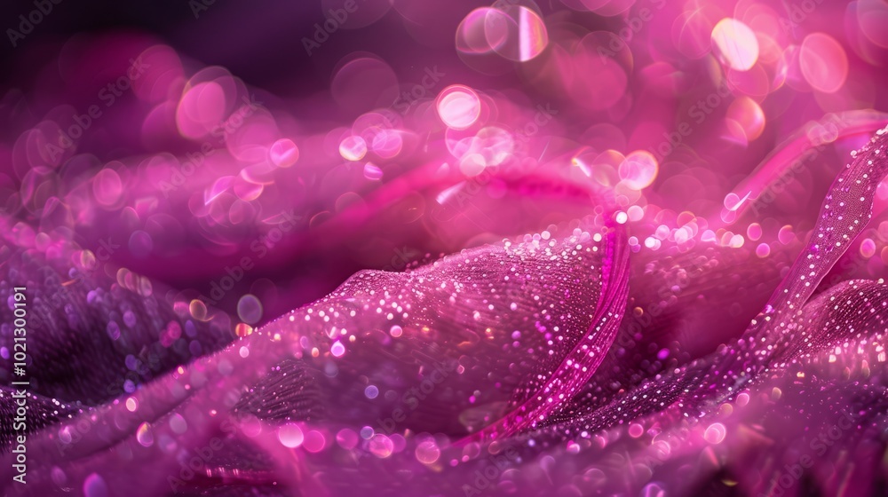Poster a pink fabric with a lot of sparkles on it
