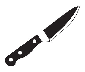 Knife isolated on white background, Knife silhouette, Realistic kitchen knife vector icon