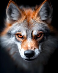 Fototapeta premium Captivating close up portrait of a dog with an intense perplexed and whimsical facial expression highlighting the vivid colors sharp details in the fur and facial features