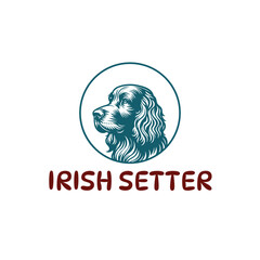 Irish Setter dog  logos, silhouettes logos of Irish Setter, minimal logos, mascot logos, sketches, on white background