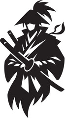 samurai warrior sward man mascot Silhouette illustration isolated on a white background