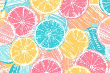 Cheerful Pastel Lemon and Fruit Background Design