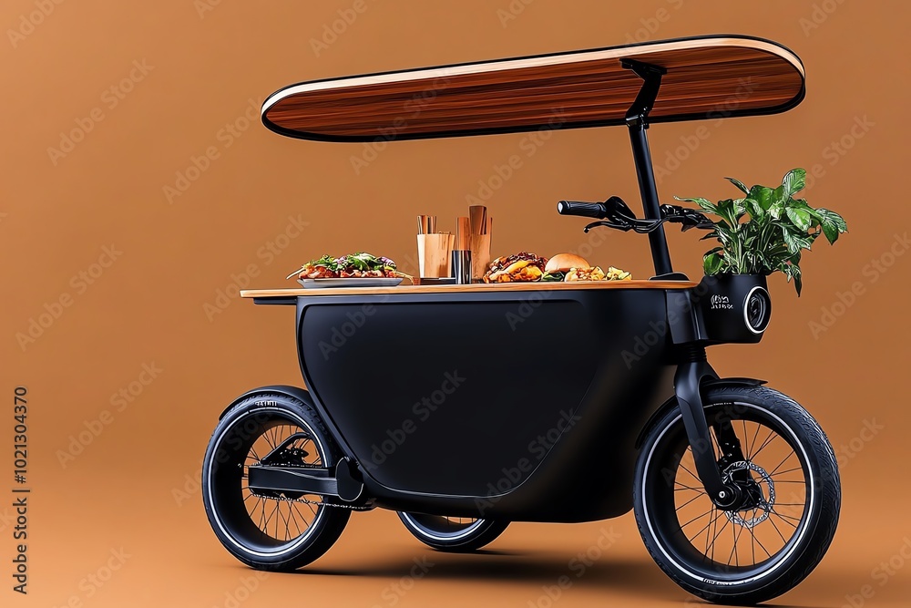 Poster minimalist design of a simple street food cart with a few bold lines, capturing the essence of stree