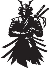 samurai warrior sward man mascot Silhouette illustration isolated on a white background