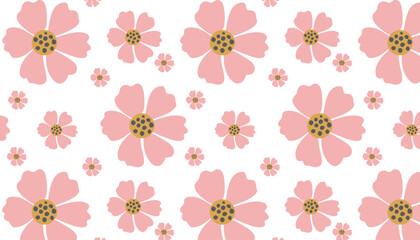 Seamless  Pink flowers pattern. Abstract origami flowers background. 
