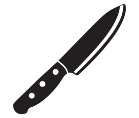 Knife isolated on white background, Knife silhouette, Realistic kitchen knife vector icon