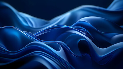 Obraz premium Abstract 3D Blue Waves Background - Digital Art