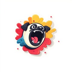 Fototapeta premium Outraged and Dumbfounded Cartoon Dog with Comedic and Joyful Facial Expression on Transparent Backdrop Digital Art in Whimsical and Quirky Playful Style