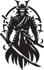 samurai warrior sward man mascot Silhouette illustration isolated on a white background