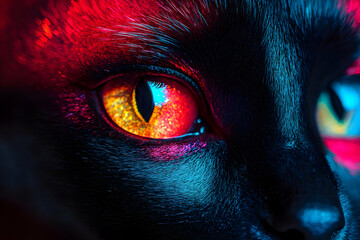 Fiery Cat Eye with Vibrant Colors Shines in Close-Up