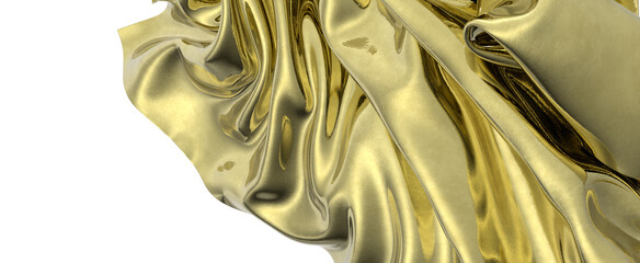 Golden fabric flowing in the wind A luxurious and abstract design