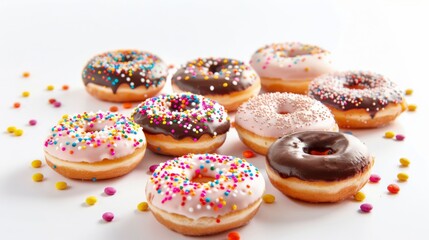 Colorful Glazed Donuts with Sprinkles - Sweet Treat