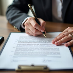 Fototapeta premium Signing Legal Agreement for Business Deal or Service Transaction