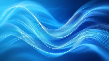 Obraz premium Abstract corporate background with wavy lines in a vibrant shade of blue. The flowing art design evokes a sense of digitization, creating a modern and eye-catching backdrop for presentations