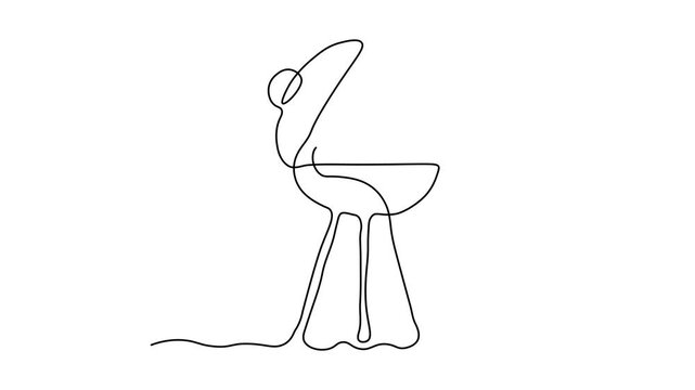 Abstract grill, barbecue. Self drawing animation one continuous line draw, logo