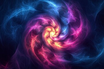 Fototapeta premium Abstract Swirling Pattern of Vibrant Blue, Pink, and Yellow Light