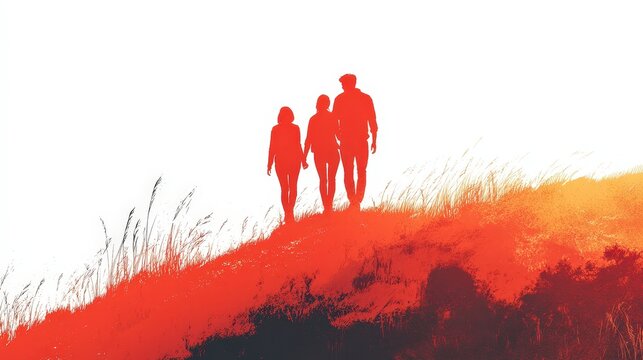 Adventures of Love: Mid-Aged Couple Hiking Graphic Poster