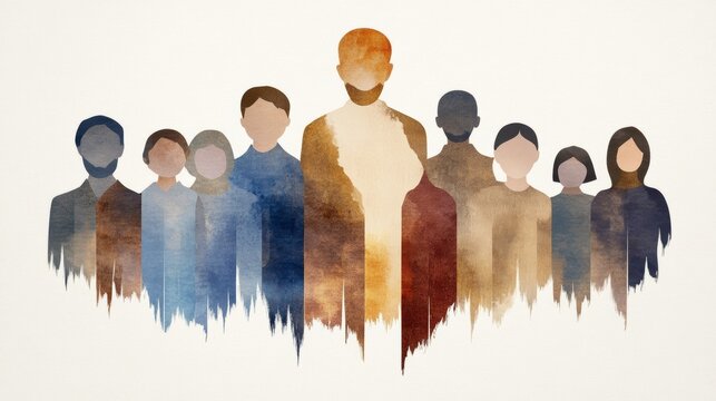 Watercolor Abstract Group of People  Diversity  Team  Community