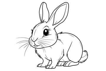 Fototapeta premium Rabbit, coloring page for kids, line art, black and white.