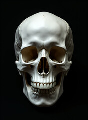 Fototapeta premium A transparent and unobstructed view of a natural human skull against a completely dark and isolated backdrop._00003_