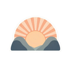 Retro Sunrise Over Waves in Warm Tones