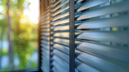 White Horizontal Blinds with Sunlight Streaming Through
