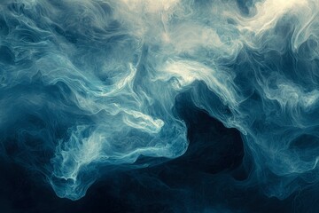 Obraz premium Abstract Swirling Smoke Pattern in Shades of Blue and White