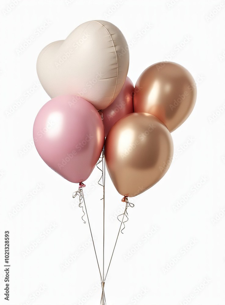 Poster A set of isolated, realistic 3D balloons in various metallic colors and designs is presented against a plain white backdrop._00003_