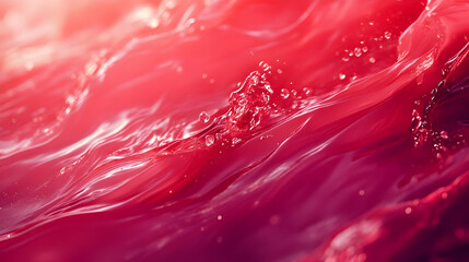 Abstract Background with Pink Liquid Waves and Bubbles