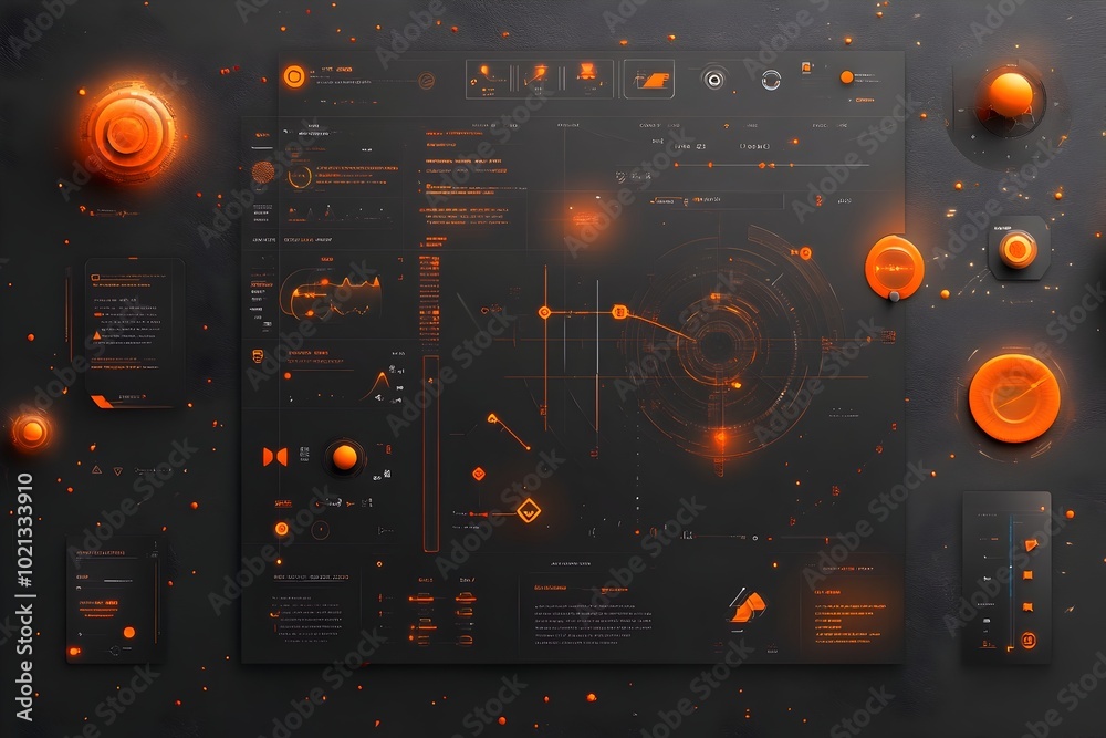 Poster captivating futuristic data visualization with cutting edge ui design and seamless game scene interf