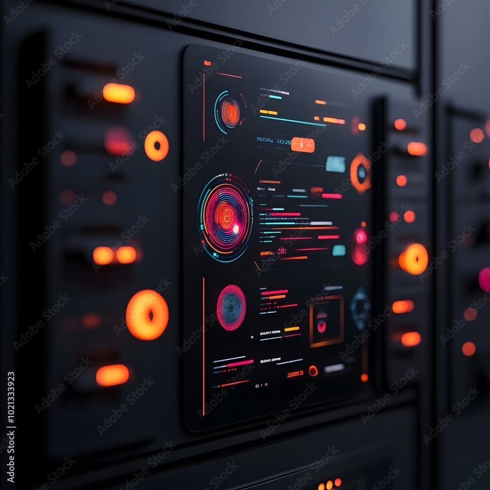 Poster sleek and futuristic data center backdrop with holographic data display generative ai driven informa