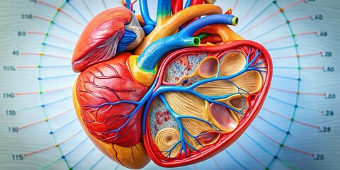 Detailed Labeled Diagram of the Human Heart for Educational Purposes in Medical and Anatomy Studies