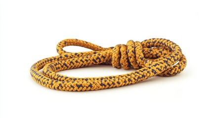Climbing Rope Coiled on White Background Adventure and Safety Equipment. Generative AI