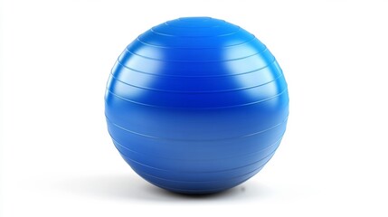 Bright blue exercise ball isolated on a white background fitness and stability equipment for home workouts. Generative AI