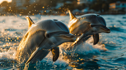 Dolphin Jumps Amidst Aquatic Life