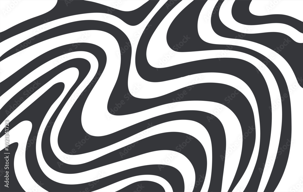 Aufkleber abstract horizontal background with dynamic waves. trendy vector illustration in style retro 60s, 70