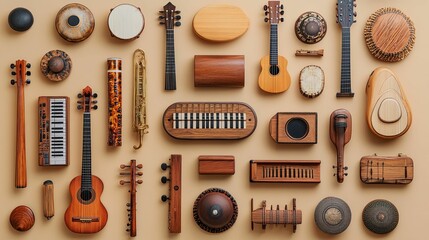 A Collection of Musical Instruments and Traditional Objects