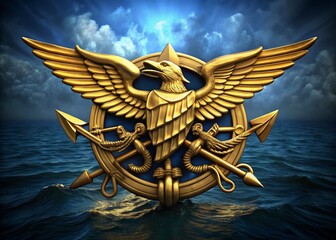 Detailed representation of a navy seal logo showcasing strength, valor, and maritime expertise