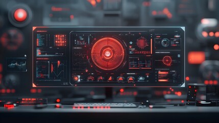 Fototapeta premium Futuristic landscape showcasing sleek and immersive user interface seamless of digital data captivating holographic displays and a minimalist cinematic aesthetic with a atmosphere