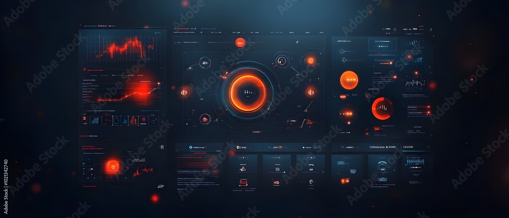 Poster futuristic digital data visualization user interface design with sleek cutting edge gui features for
