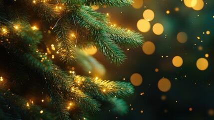 Close up on Christmas tree with light