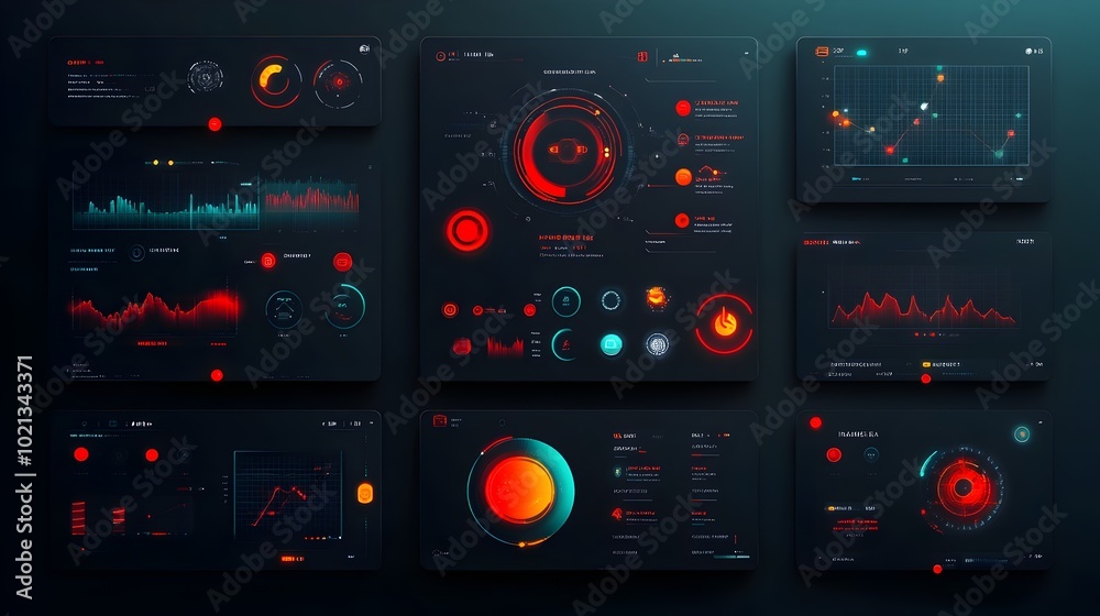 Poster sleek and modern futuristic digital hud components minimalist gui design elements for a game develop