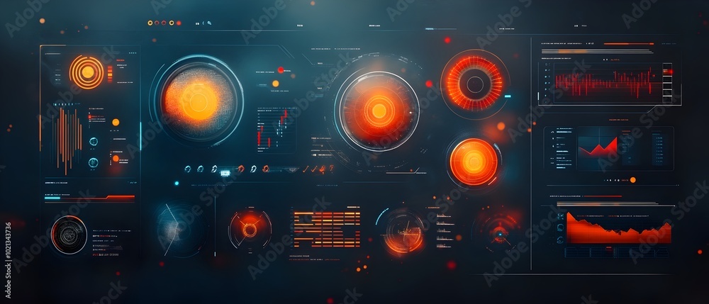 Poster futuristic solarpunk user interface design with a bold minimalist twist featuring captivating hud el