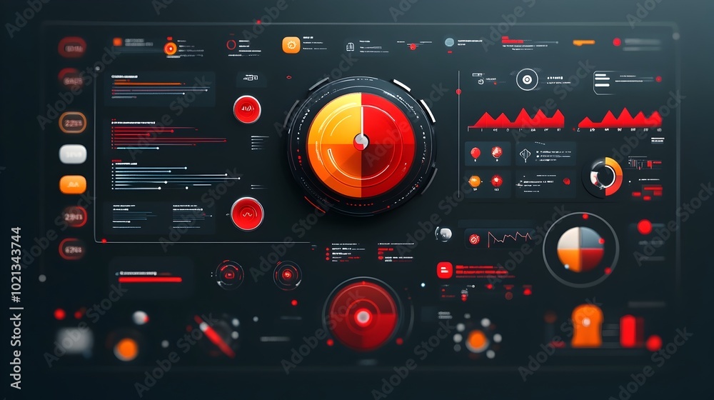 Poster futuristic minimalist gui design elements for a sleek digital data visualization and dashboard platf