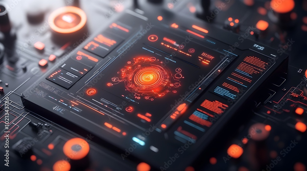 Poster futuristic user interface with cutting edge technology and generative showcasing stunning digital da